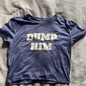 Space grey, blueish grey DUMP HIM crop top